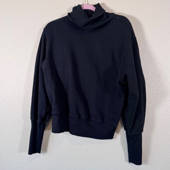 Agolde Black Turtleneck Sweater Womens L Ribbed Oversized Sleeve Fall Casual - Picture 2 of 6